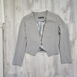 Allegra K Tailored Grey Cropped Blazer Size XS